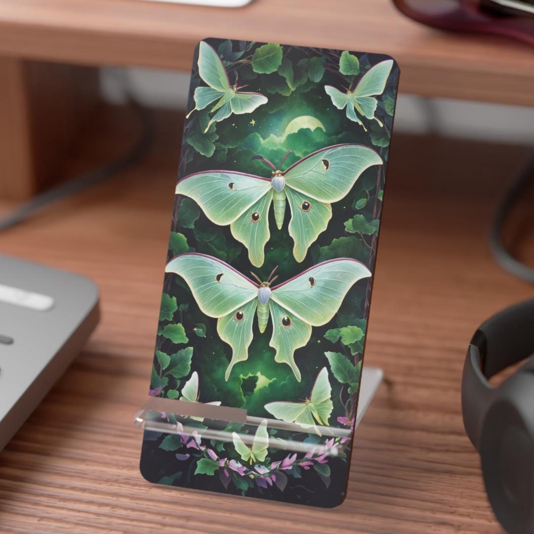 Phone Holder - Nappa Leather - Midnight Monstera - Dark Cyan