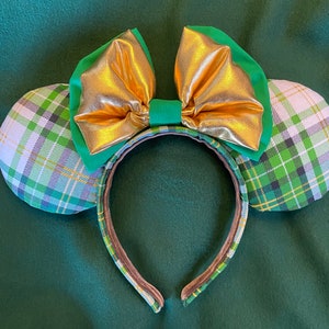 St. Patrick’s Day Ears | Minnie Mouse Ears | Green plaid Disney ears | Disney ears | Lucky Irish Ears | Lucky Charm Ears | St. Patrick’s Day