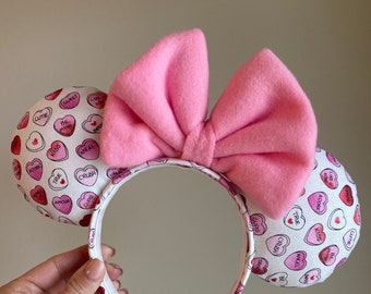 Conversation Hearts Minnie Ears, Valentine's Day Mouse Ears