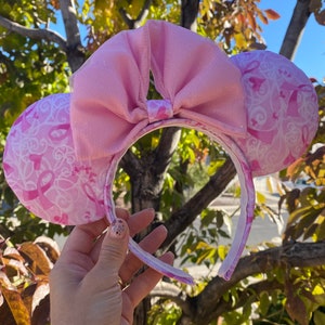 Breast Cancer Awareness Disney Minnie Ears | Breast Cancer Mouse Ears | Breast Cancer Survivor Disney Ears | Pink Ribbon Minnie Mouse Ears
