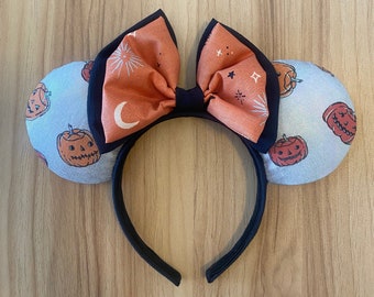 Jack-o-lantern Minnie Mouse Ears, Iridescent Halloween Headband