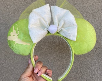 Tinkerbell Minnie Mouse Ears | Pixie Dust Disney Ears | Peter Pan Mouse Ears | Tinkerbell Disney Ears | Green Tinkerbell Minnie Ears