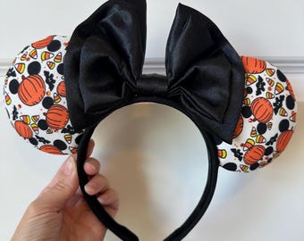 Disney Halloween Mouse Ears, Mickey Pumpkin & Bats Headband