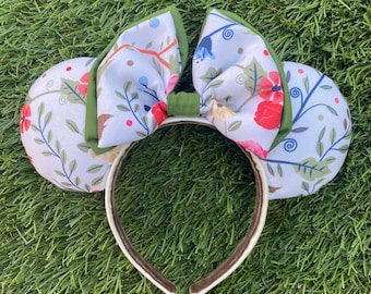 Floral Minnie Mouse Ears, Spring Disney Headband, Alice In Wonderland, Flower and Garden Festival
