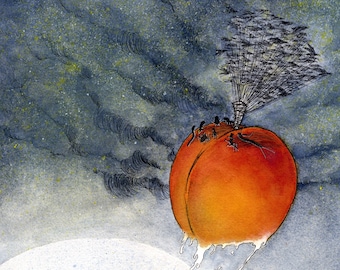 James And The Giant Peach - Ink And Watercolor - Artist Print