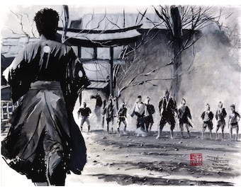 Yojimbo (Akira Kurosawa Film Study) - Ink And Gouache - Artist Print