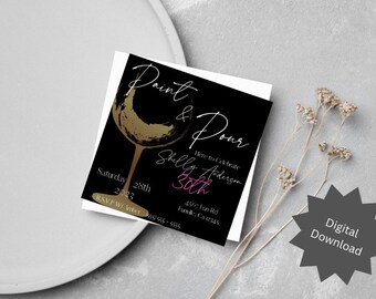 Digital Paint and Pour Invitation