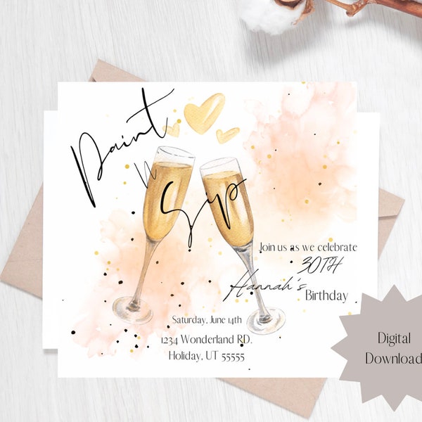 Paint N' Sip invitation customizable template