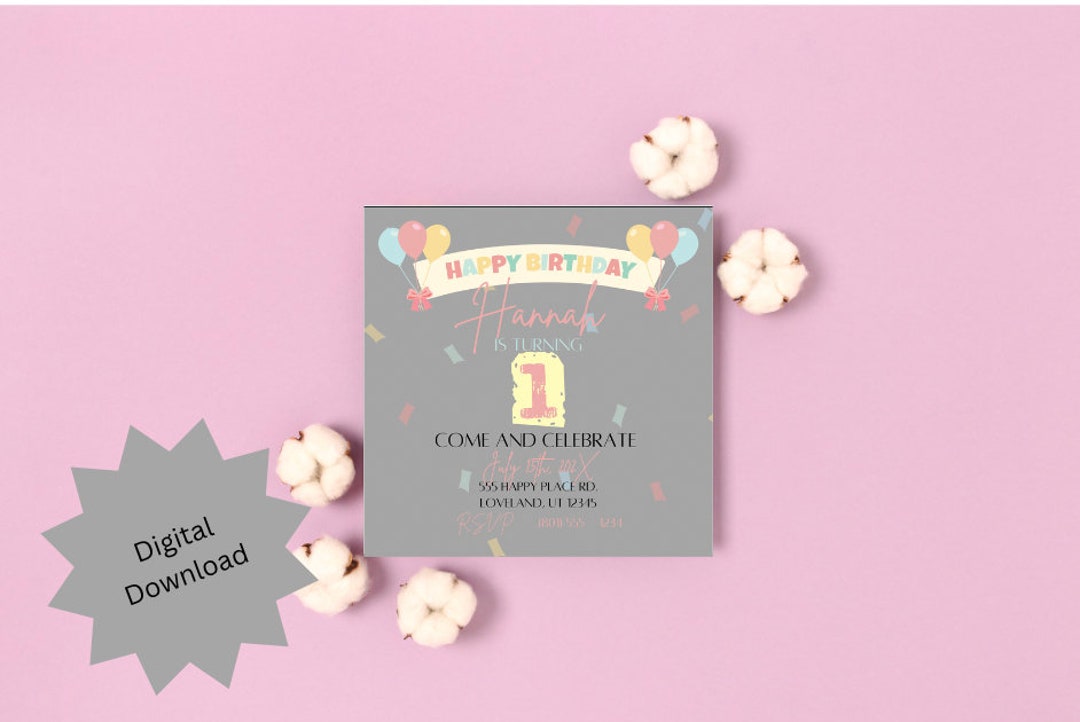 First Birthday Printable, Downloadable, Editable - Etsy