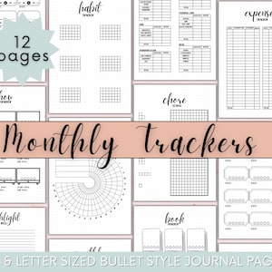 Monthly Tracker Bundle | PRINTABLE Undated Bullet Style Journal | Bullet Planner | Habit Tracker | BulletJournal | A5 Letter | Digital