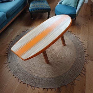 Coffee table wooden surfboard