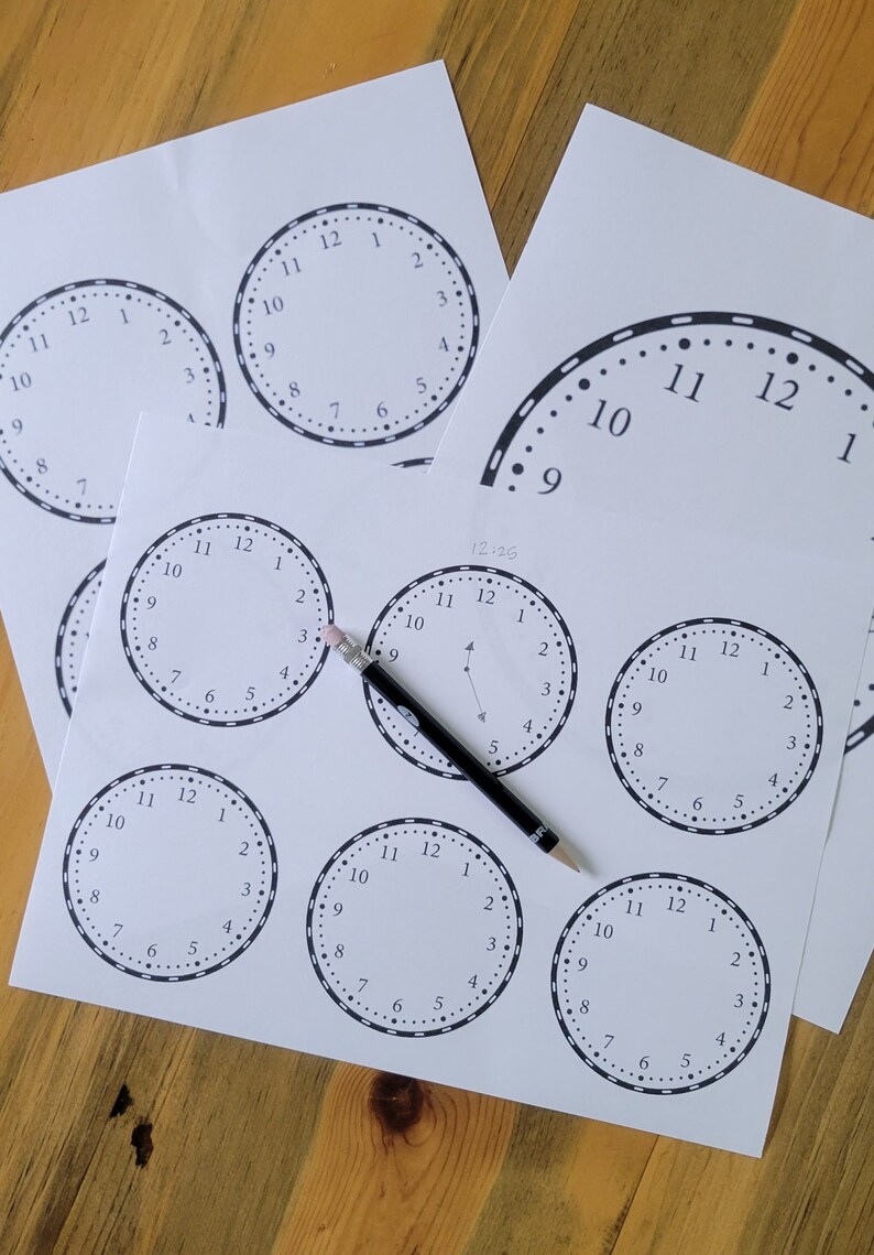 Blank Clocks Worksheets Etsy