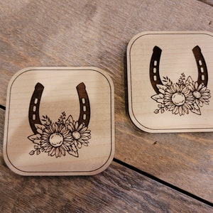 Engraved Horseshoe Sunflower Magnet