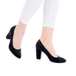 Black pattern Shoes/Wedding shoes/ Comfortable heels/ Chunky heels/ special design 1302CNR