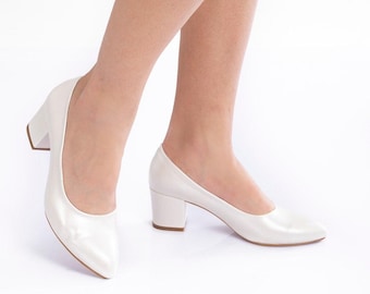 Scarpe bianche/Scarpe da sposa/Tacchi comodi/Tacchi spessi/Design speciale 702CNR