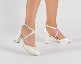 Scarpe bianche/Scarpe da sposa/Tacchi comodi/Tacchi grossi/design speciale 910CNR