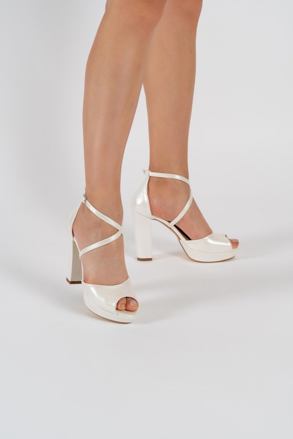 White Shoes wedding Shoes Comfortable Heels Chunky Heels Special Design 2015CNR Etsy UK