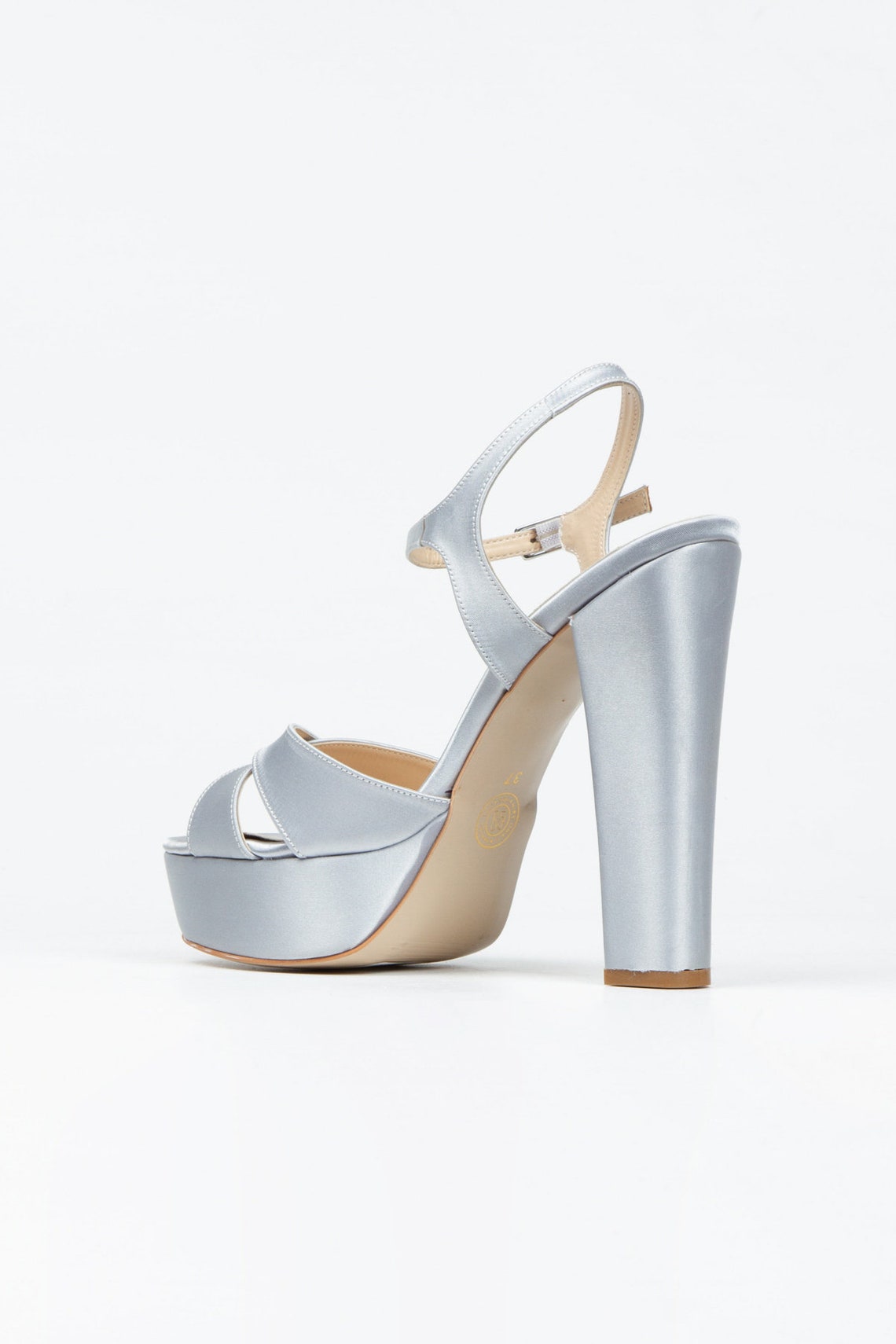 satin silver shoes