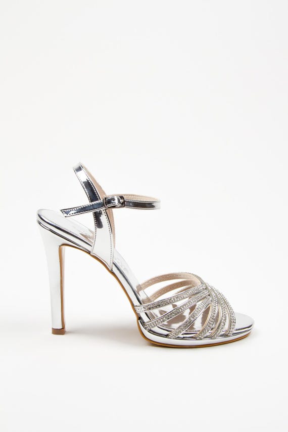 Silver Stone Evening Shoes Special Design Engagement Shoes