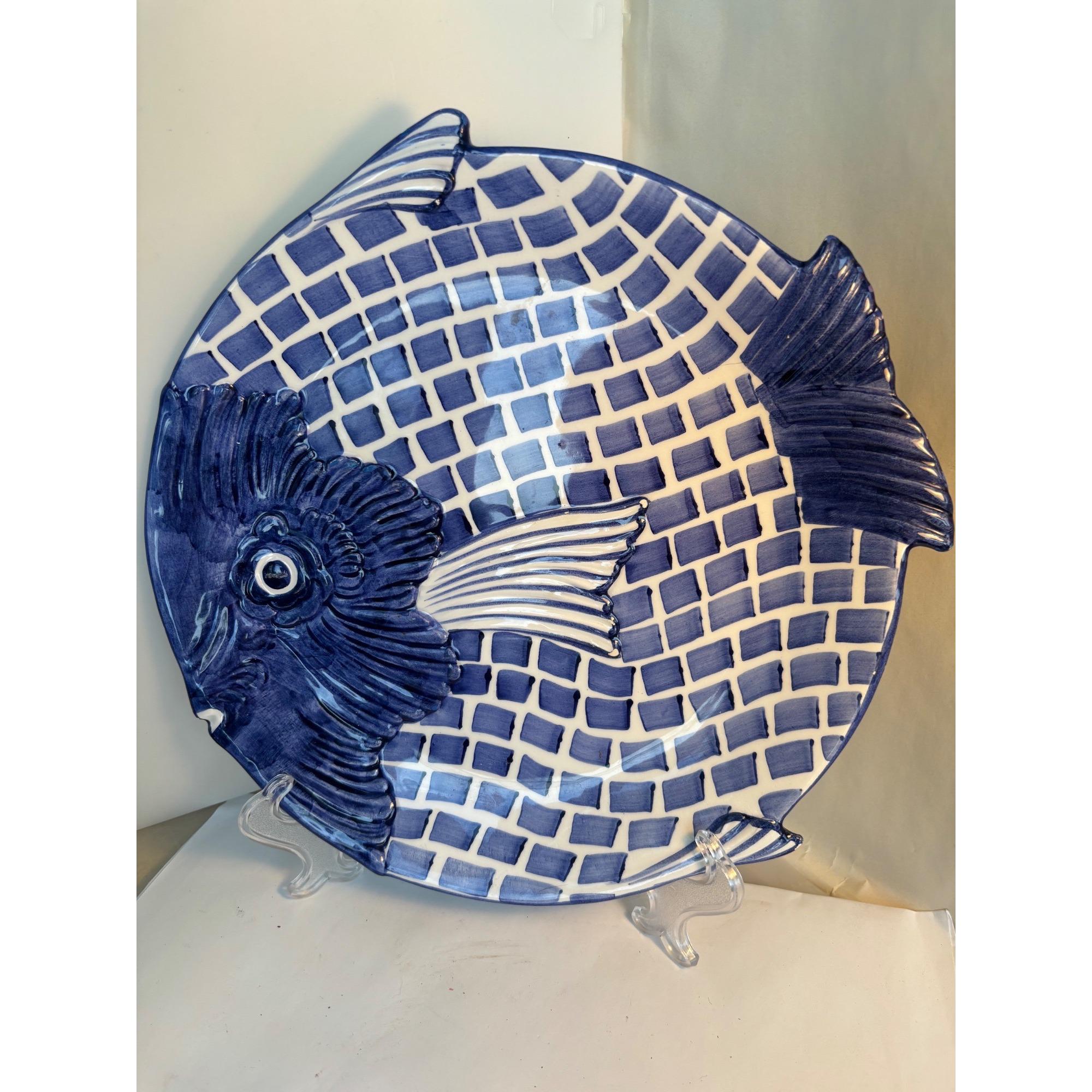 Blue and White Fish Plate - Etsy