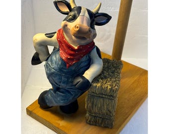 Suporte de papel toalha para vacas antropomórficas Vtg 13 pol x 10 pol