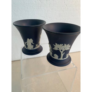 Pair of  Wedgewood  Jasper ware Vases dark blue