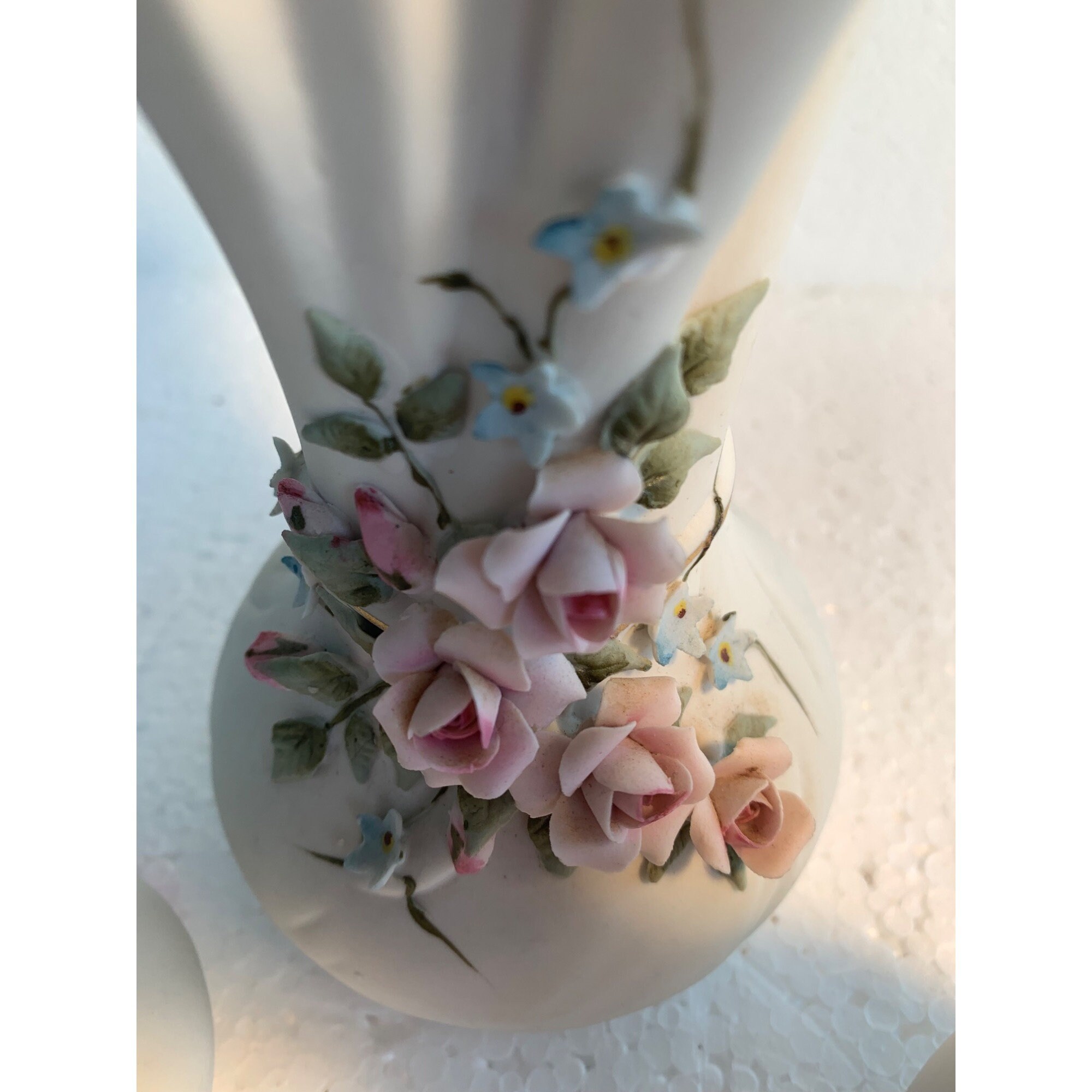 3 Vintage Lefton Vases Raised Roses Flowers Etsy