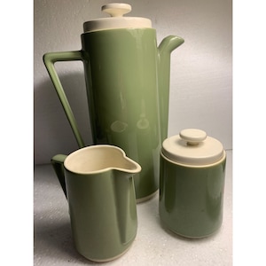 Homer Laughlin Coffee set cream sugar Avacado