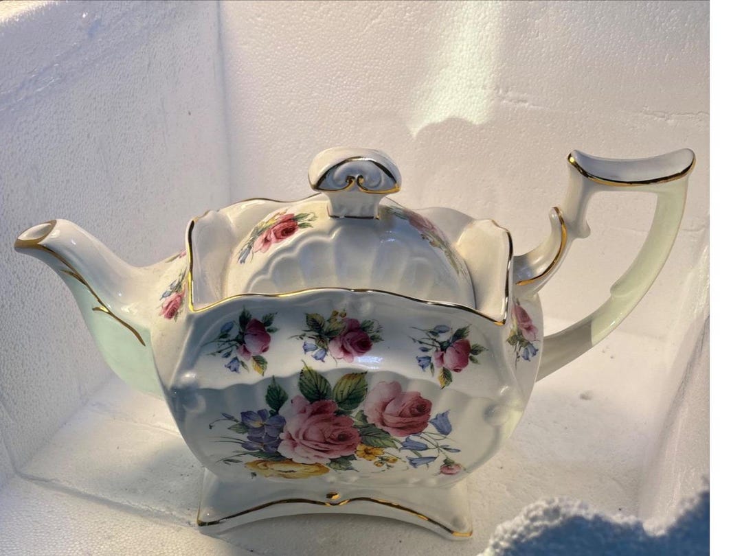 Vtg Royal Crown Dorset Rectangle Carriage Style Teapot 11” X 7” Lidded ...