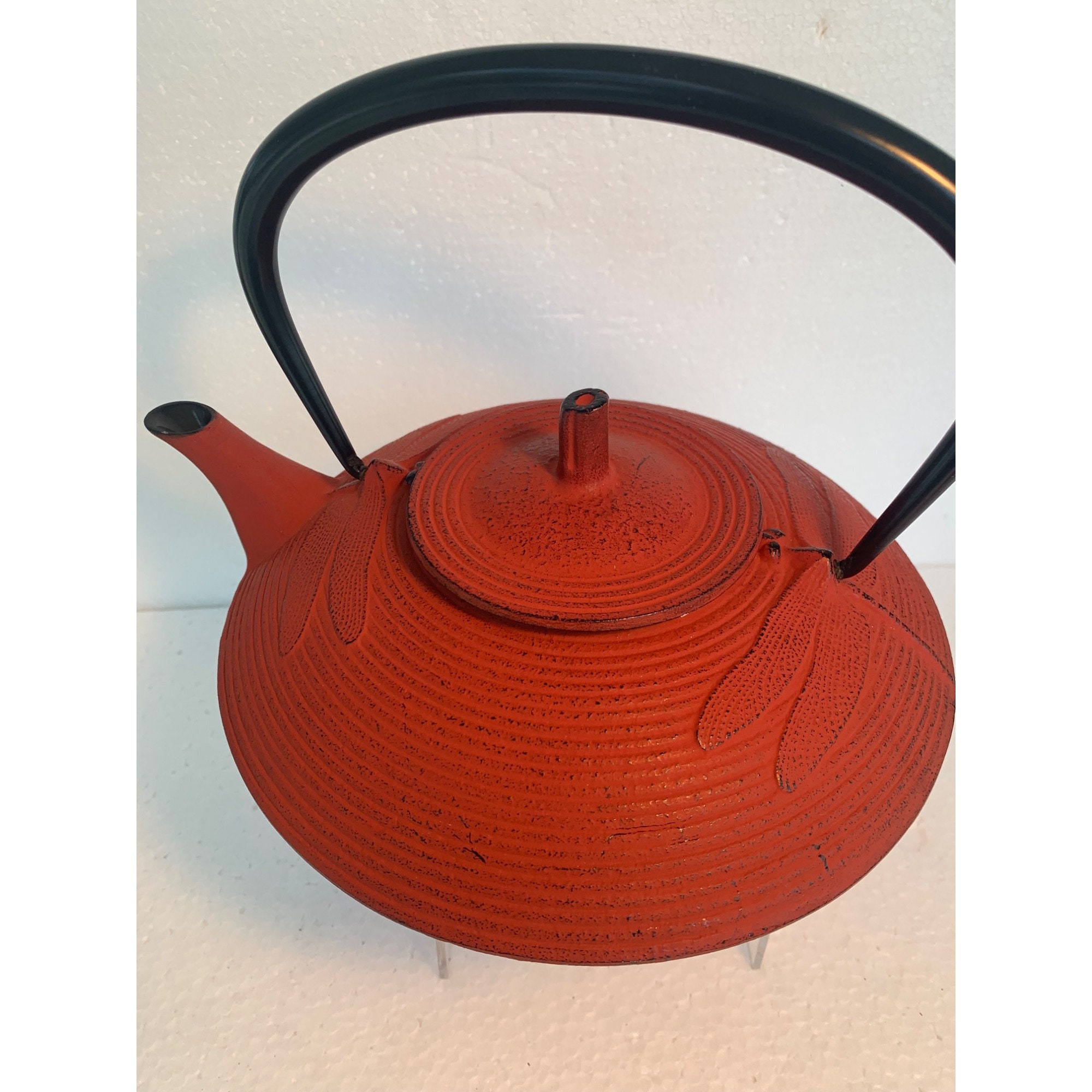 Rust Colored Cast Iron Tetsubin Dragon Fly Teapot Japan 9 X 10 1/2heavy ...
