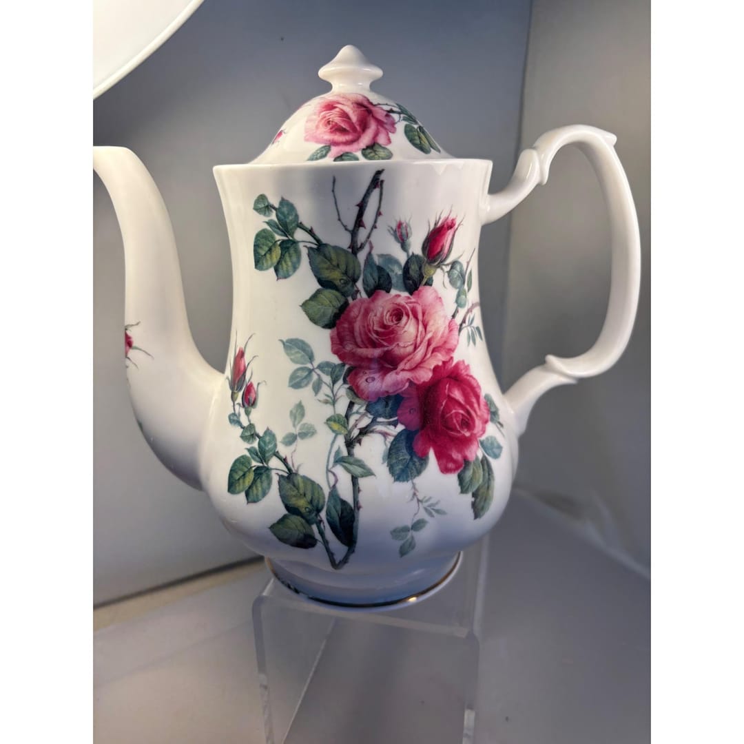 Rare Vtg Roy Kirkham Redoute English Rose Coffee Teapot Exclusive