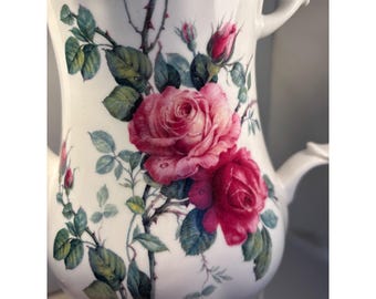 Rare Vtg Roy Kirkham Redoute English Rose Coffee Teapot Exclusive