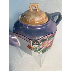 Vtg Japanese Nippon peach blue Lusterware teapot