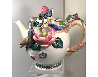 1 Bule Vintage Portmeirion Botanical Gardens com Figura de Beija-flor em 3D, 946 ml (32 oz)