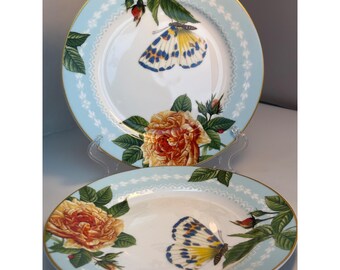 2 Vtg Williams Sonoma 9” Spring Butterfly Luncheon Plates Never