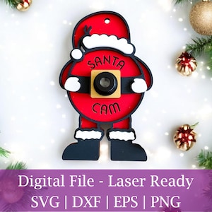santa cam svg, 2024 christmas ornaments svg, christmas laser file, glowforge svg files, 2024 ornament svg, santa cam ornament svg