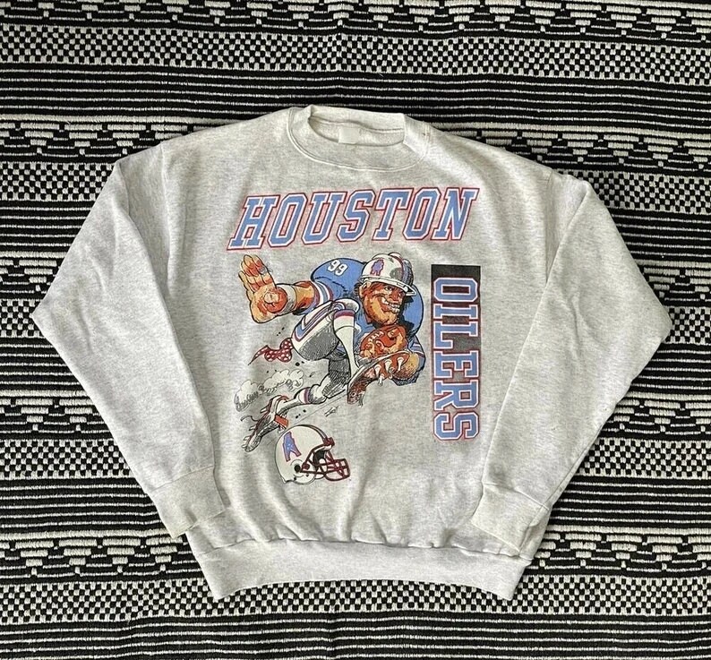 Vintage 90's Houston Oilers Looney Tunes Warner Bros Gray Men's Shirt Sz S/M