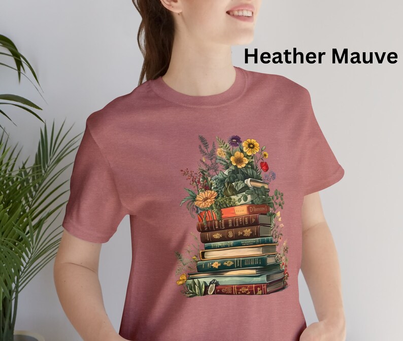 Floral book unisex tee, growing book shirt, book tree shirt, between the pages shirt, cottagecore tee, floral tee
