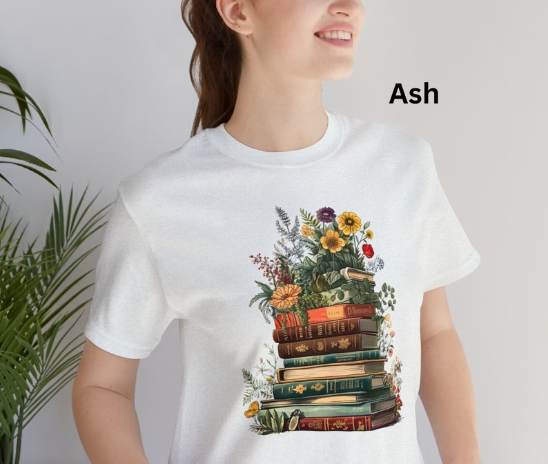 Floral book unisex tee, growing book shirt, book tree shirt, between the pages shirt, cottagecore tee, floral tee