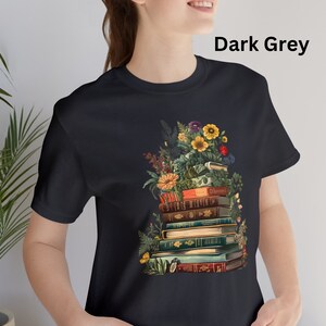 Floral book unisex tee, growing book shirt, book tree shirt, between the pages shirt, cottagecore tee, floral tee