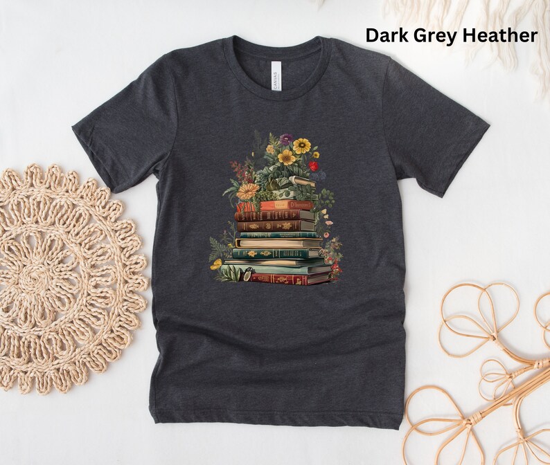 Floral book unisex tee, growing book shirt, book tree shirt, between the pages shirt, cottagecore tee, floral tee