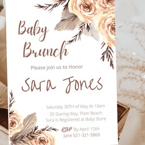 Editable Baby shower invitation Baby Brunch image 1