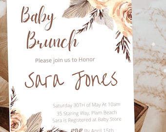 Editable Baby shower invitation Baby Brunch