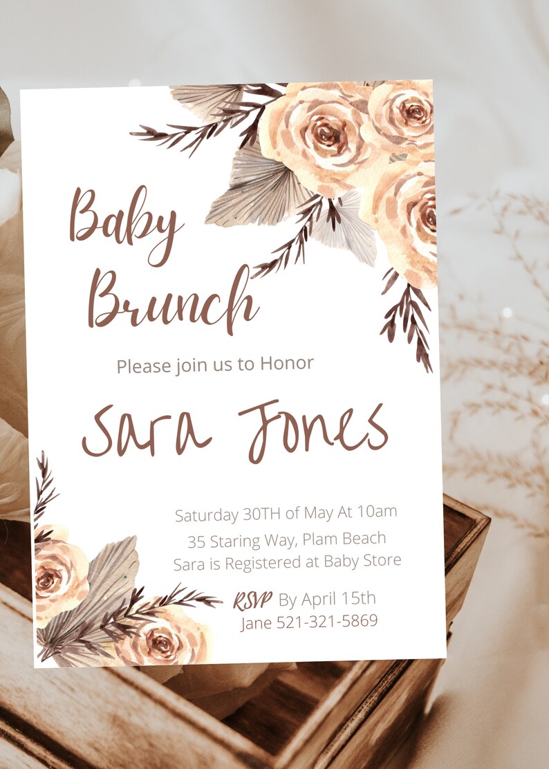 Editable Baby shower invitation Baby Brunch image 1