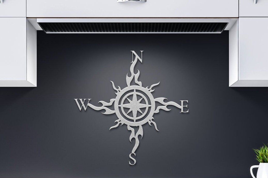 Nautical Compass Wall Art Metal Compass Rose Wall Decor Etsy