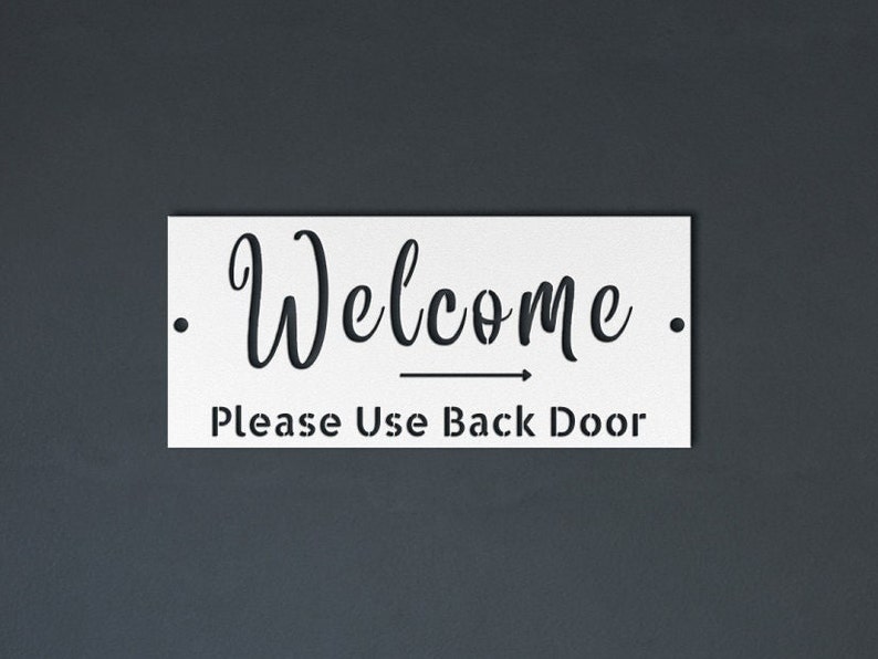 Please Use Back Door Sign, Directional Entrance Sign, Sign for