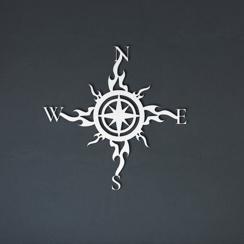 Nautical Compass Wall Art Metal Compass Rose Wall Decor Etsy