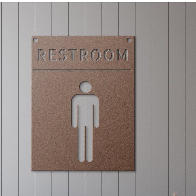 Metal Bathroom Sign Restroom Sign Bathroom Door Sign Etsy