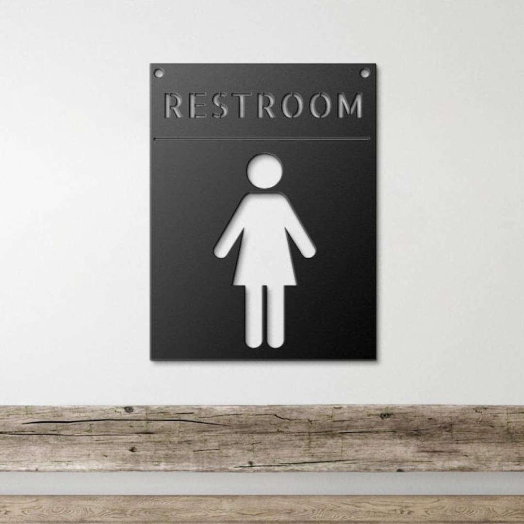Metal Bathroom Sign, Restroom Sign, Bathroom Door Sign, Bathroom Sign