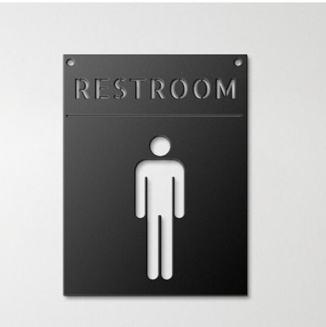 Metal Bathroom Sign Restroom Sign Bathroom Door Sign Etsy